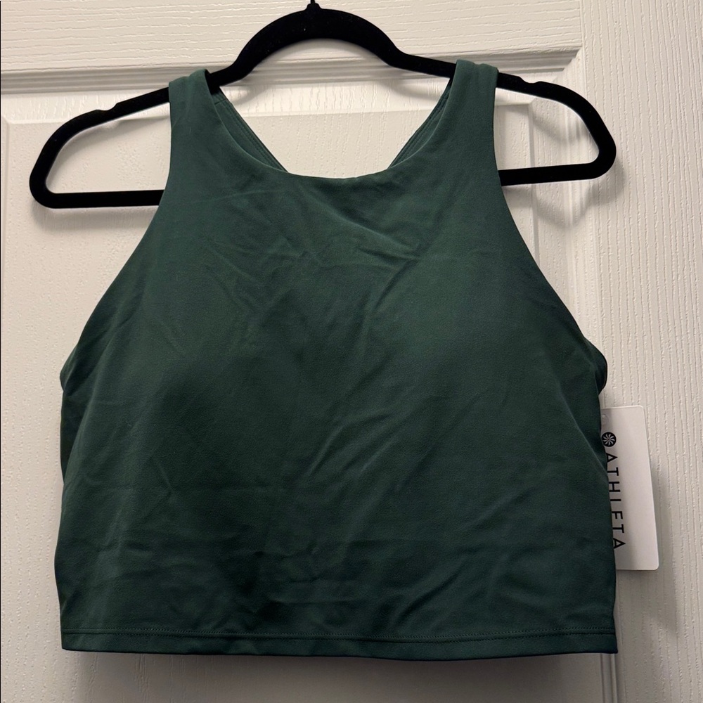 ATHLETA Conscious Crop Sports Bra D-DD Size 2X Hunter Green NEW $59 msrp